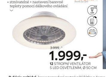 12 STROPNÍ VENTILÁTOR S LED OSVĚTLENÍM