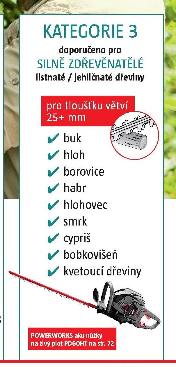 POWERWORKS aku nůžky na živý plot PD60HT