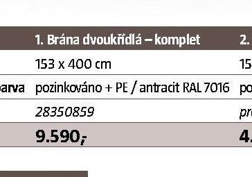 Brána dvoukřídlá – komplet