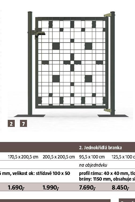 Jednokřídlá branka 95,5 x 100 cm