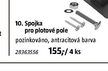 Spojka pro plotové pole pozinkováno, antracitová barva