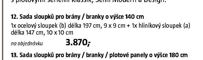 Sada sloupků pro brány / branky o výšce 140 cm