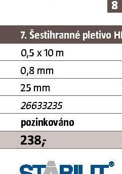 Šestihranné pletivo HEXANET - zinek