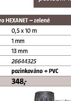 Šestihranné pletivo HEXANET - zelené