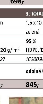 TOTALTEX – plotová clona tkaná, 1,5 x 10 m, zelená