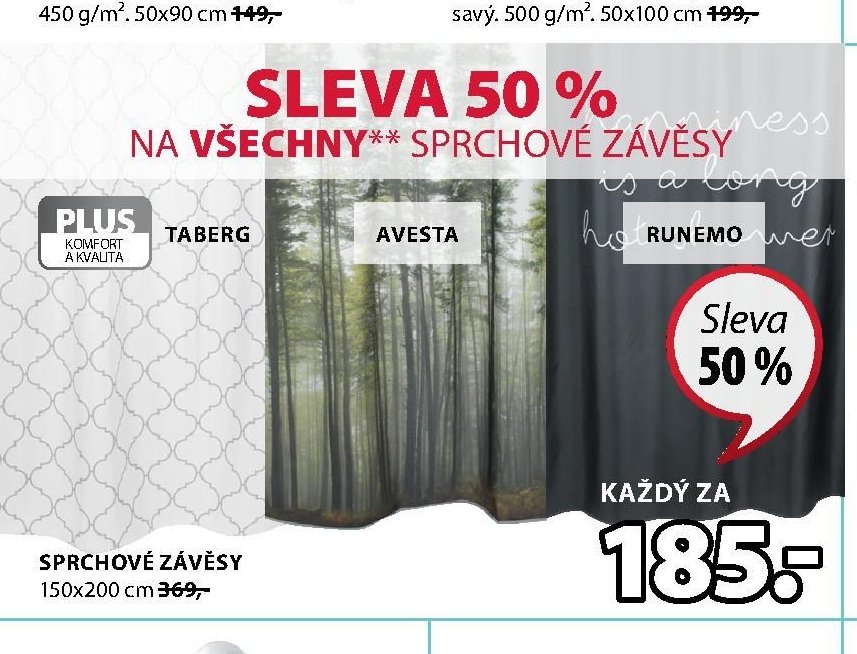 Sprchové závěsy (150x200 cm)