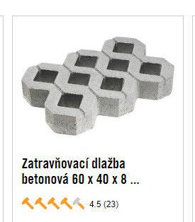 Zatravňovací dlažba betonová 60 x 40 x 8...