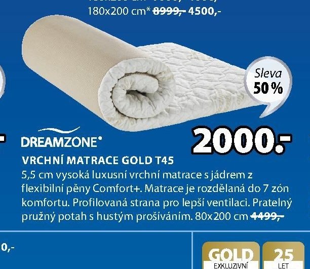 Vrchní matrace GOLD T45