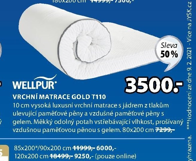 Vrchní matrace GOLD T110