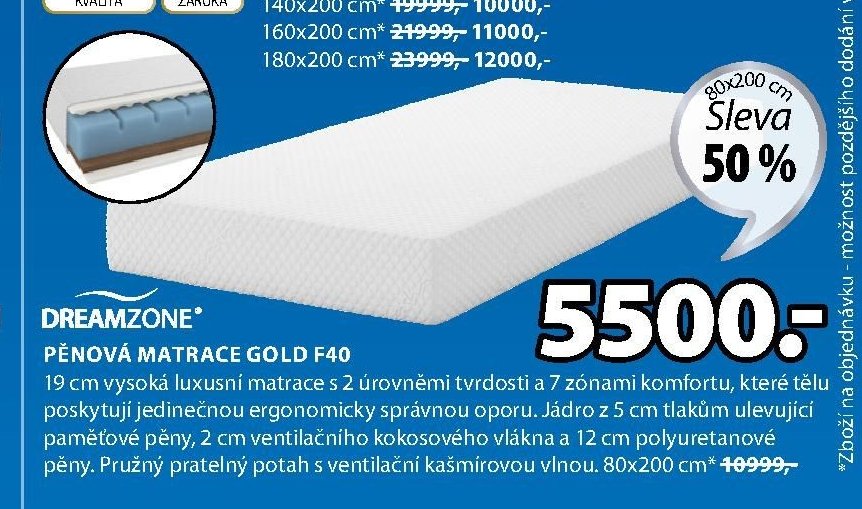 Pěnová matrace GOLD F40