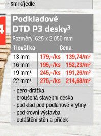 Podkladové DTD P3 desky