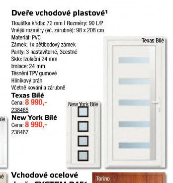 Dveře vchodové plastové Texas Bílé