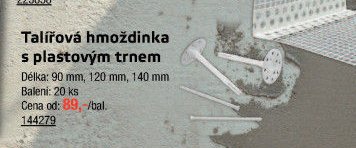 Talířová hmoždinka s plastovým trnem