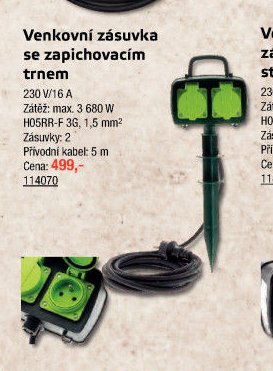 Venkovní zásuvka se zapichovacím trnem