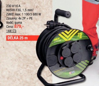 Prodlužovací kabel na bubnu (25m)