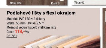 Podlahové lišty s flexi okrajem