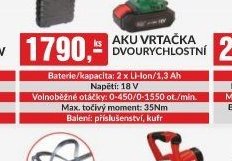 Aku vrtačka dvourychlostní