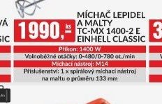 Míchač lepidel a malty TC-MX 1400-2 E Einhell Classic
