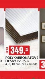 POLYKARBONÁTOVÉ DESKY 2x1,05 m