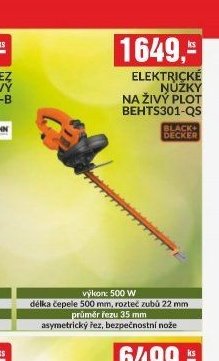 Black+Decker ELEKTRICKÉ NŮŽKY NA ŽIVÝ PLOT BEHTS301-QS