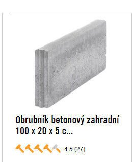 Obrubník betonový zahradní 100 x 20 x 5 cm
