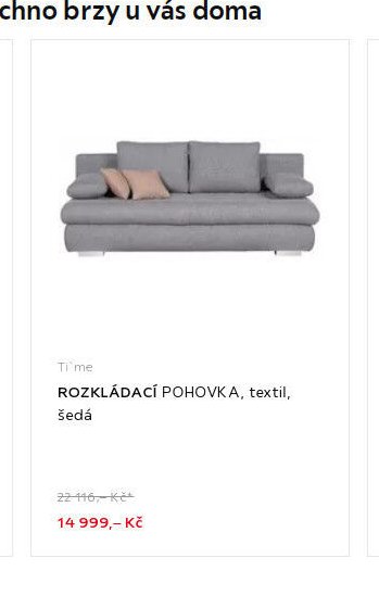 ROZKLÁDACÍ POHOVKA, textil, šedá