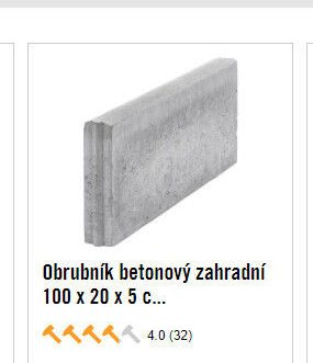 Obrubník betonový zahradní 100 x 20 x 5 c...