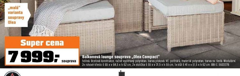 Balkonová lounge souprava „Olea Compact“