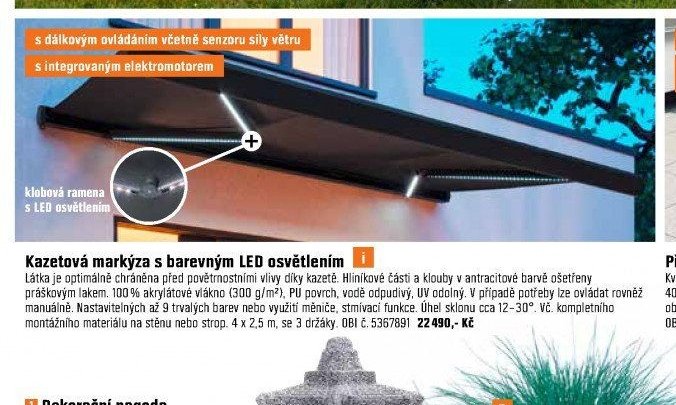 Kazetová markýza s barevným LED osvětlením