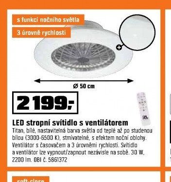 LED stropní svítidlo s ventilátorem