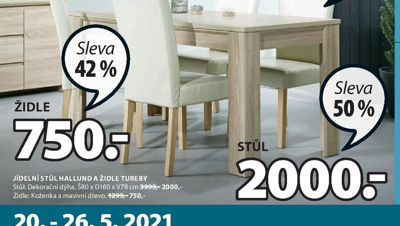 JÍDELNÍ STŮL HALLUND A ŽIDLE TUREBY