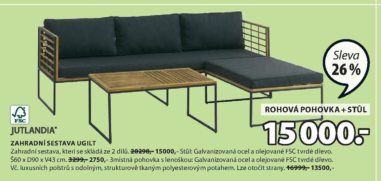 Zahradní sestava UGILT (Rohová pohovka + stůl)