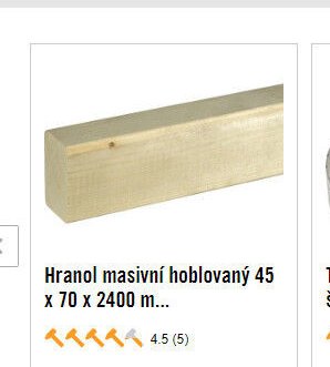 Hranol masivní hoblovaný 45 x 70 x 2400 m