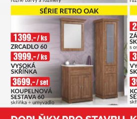 Série Retro Oak (Zrcadlo, Skříňka, Koupelnová sestava)