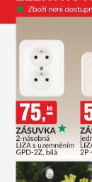 ZÁSUVKA 2-násobná LIZA s uzemněním GPD-2Z, bílá