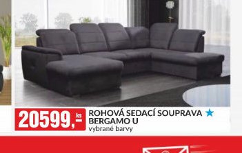ROHOVÁ SEDACÍ SOUPRAVA BERGAMO U vybrané barvy