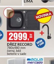 DŘEZ RECORD 780x480 mm černý, béž beterie v sade