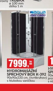 HYDROMASÁŽNÍ SPRCHOVÝ BOX K-392 90x90x220 cm, čtvrtkruhový s hlubokou vaničkou