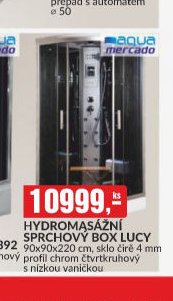 HYDROMASÁŽNÍ SPRCHOVÝ BOX LUCY 90x90x220 cm, sklo čiré 4 mm profil chrom čtvrtkruhový s nízkou vaničkou