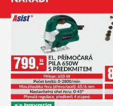 El. přímočará pila 650 W s předkmitem