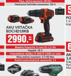 Aku vrtačka BDCHD18KB