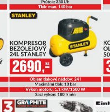 Kompresor bezolejový 24 l Stanley