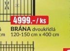Brána dvoukřídlá 120-150 cm x 400 cm