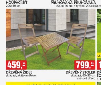 DŘEVĚNÁ ŽIDLE skládací, akátové dřevo