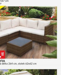 SOUPRAVA SOFIA pro 6 osob, celková délka 264 cm, stolek 62x62 cm béžová