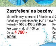 Zastřešení na bazény 500 x 433 x 250 cm