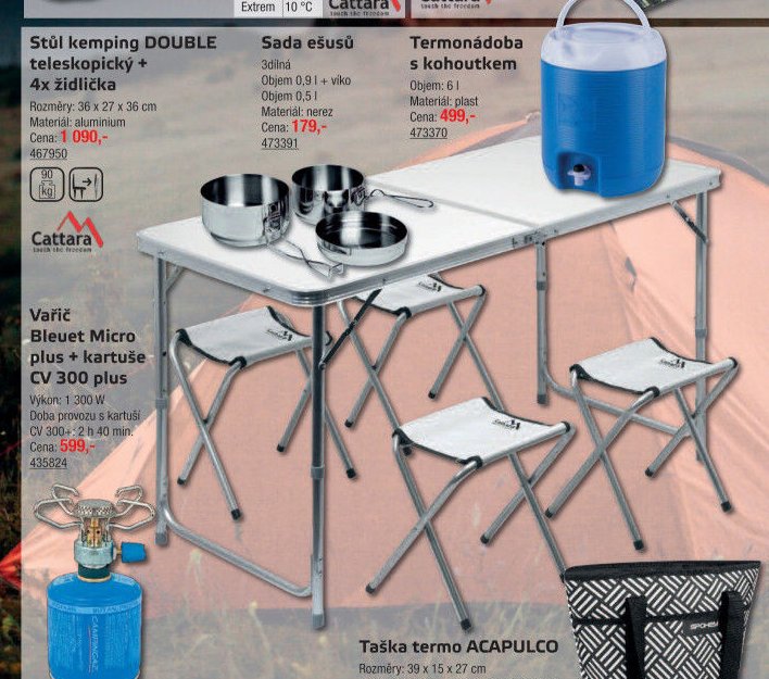 Stůl kemping DOUBLE teleskopický + 4x židlička