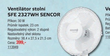 Ventilátor stolní SFE 2327WH SENCOR