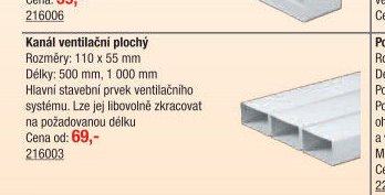 Kanál ventilační plochý