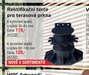 Rektifikační terče pro terasová prkna